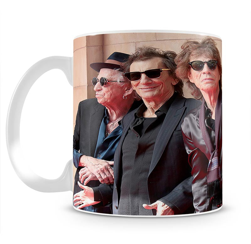 Keith Richards Ronnie Wood and Mick Jagger Hackney Diamonds launch event Mug - Canvas Art Rocks - 1