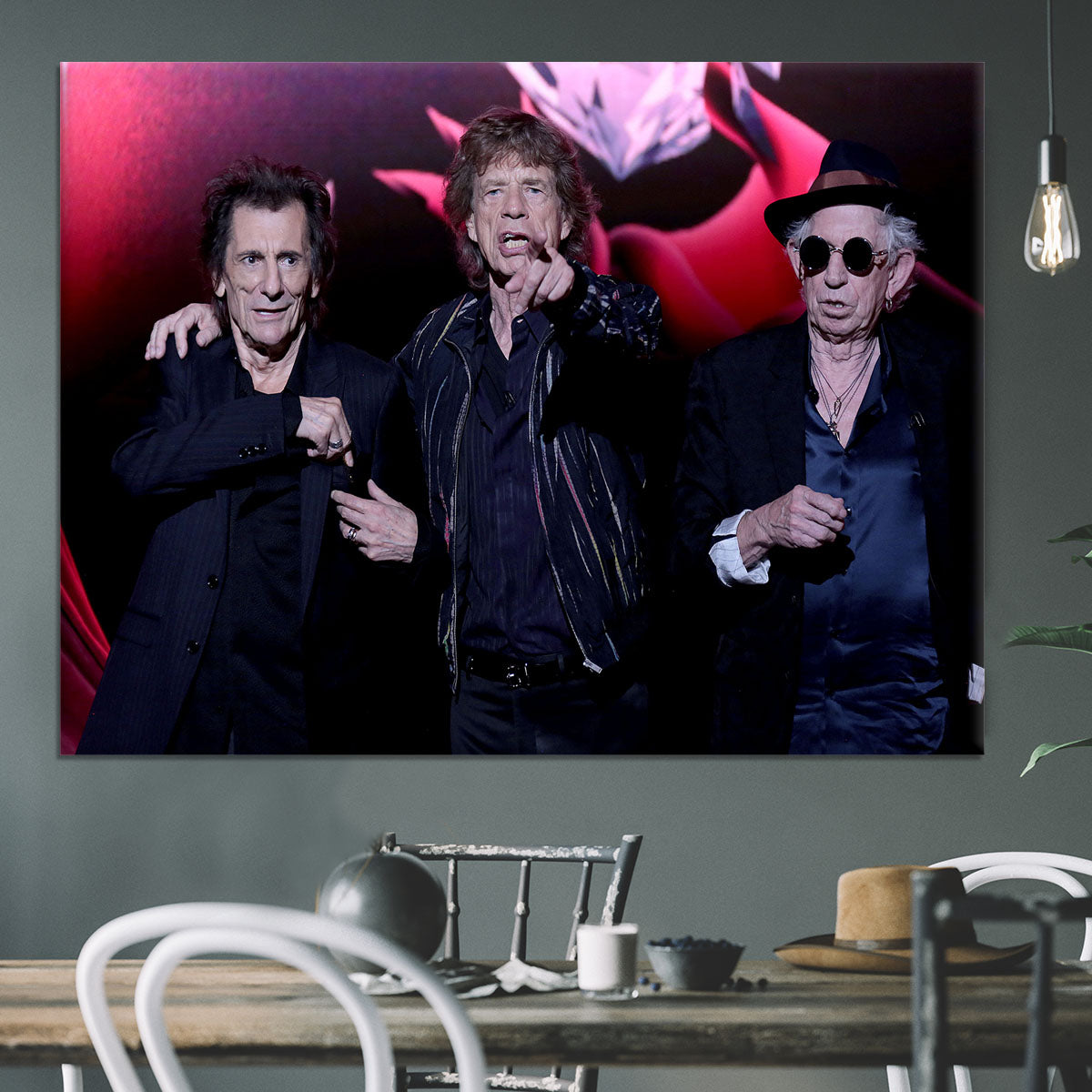 Keith Richards Ronnie Wood and Mick Jagger Hackney Empire Canvas Print or Poster - Canvas Art Rocks - 3