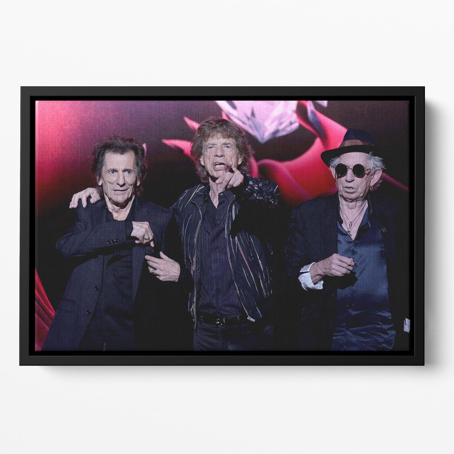 Keith Richards Ronnie Wood and Mick Jagger Hackney Empire Floating Framed Canvas - Canvas Art Rocks - 2