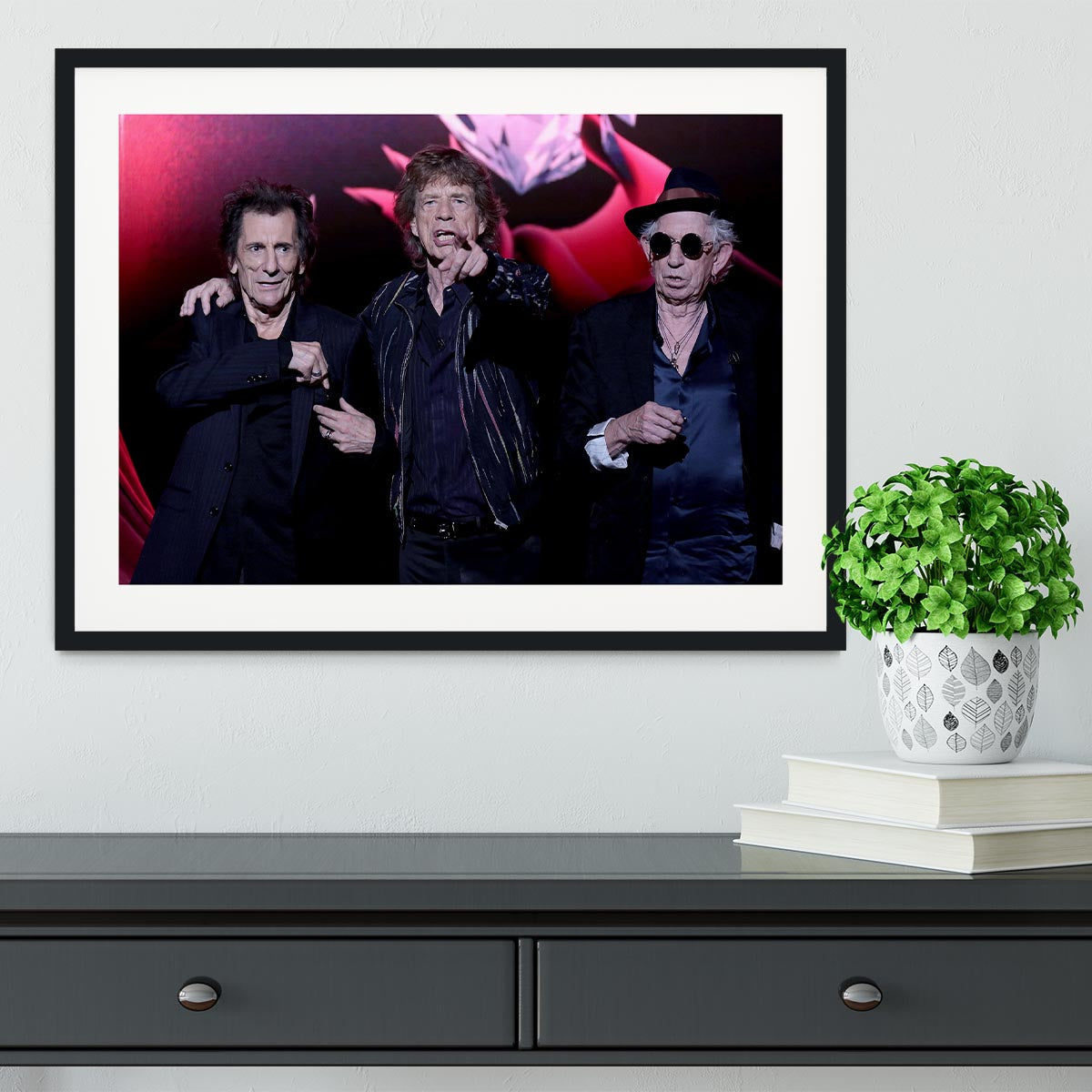 Keith Richards Ronnie Wood and Mick Jagger Hackney Empire Framed Print - Canvas Art Rocks - 1