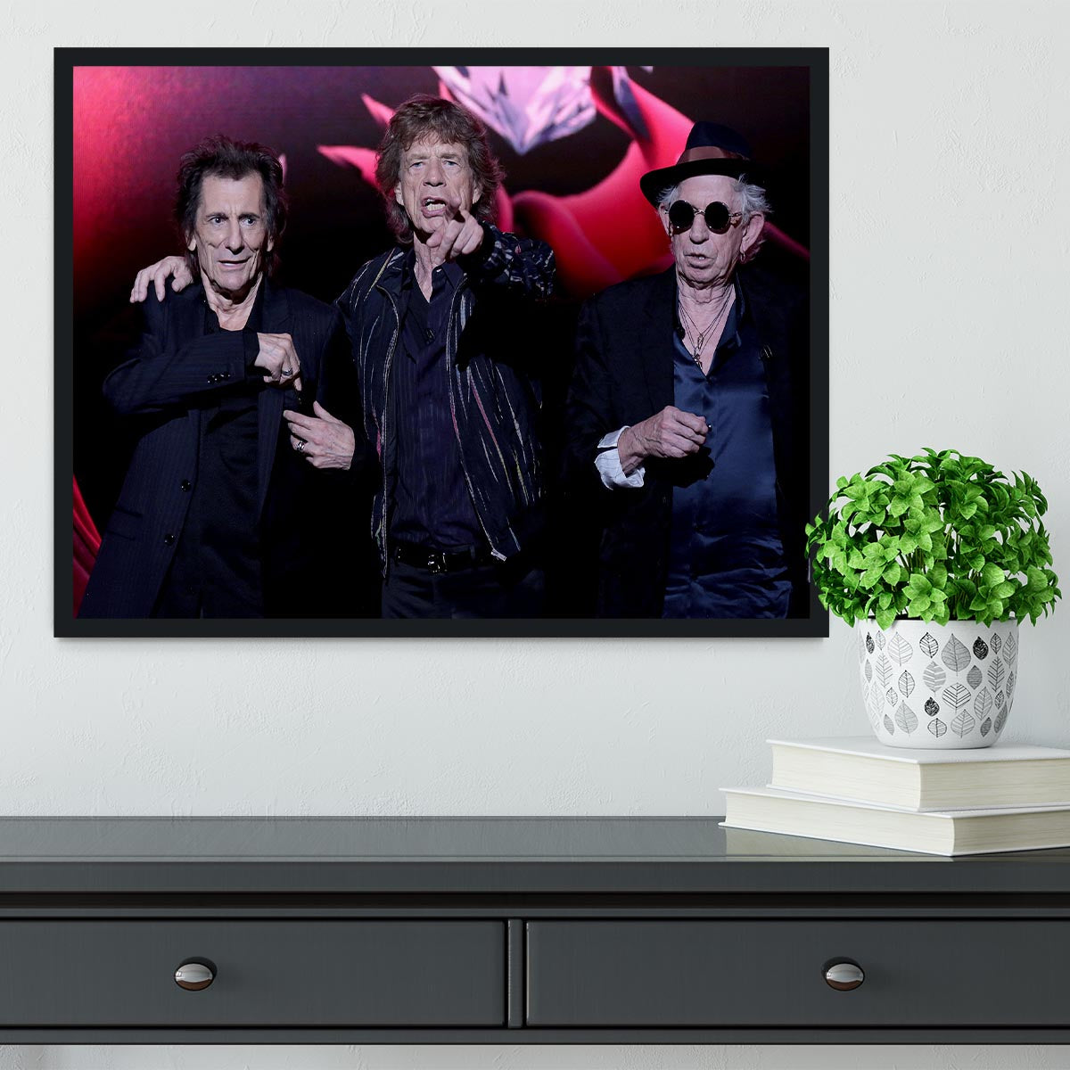 Keith Richards Ronnie Wood and Mick Jagger Hackney Empire Framed Print - Canvas Art Rocks - 2