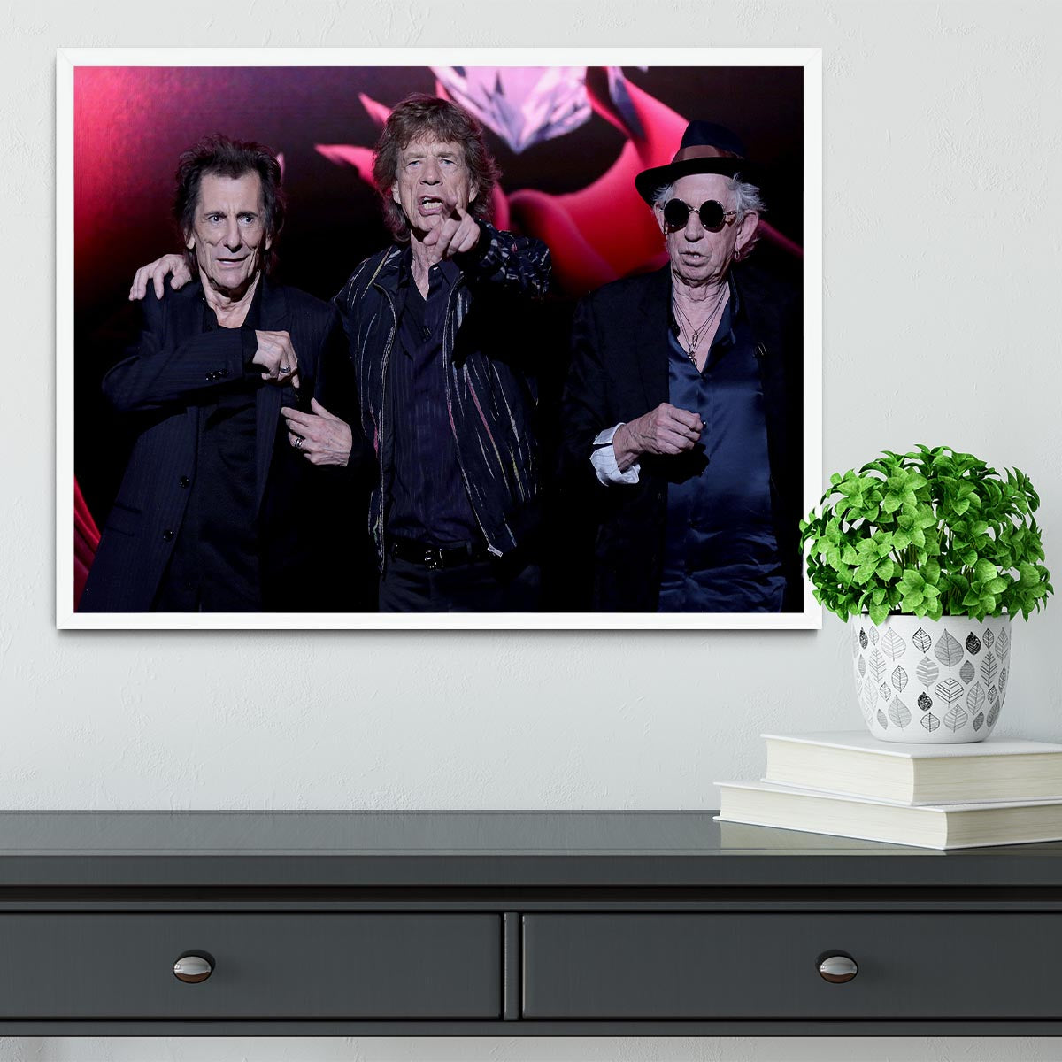 Keith Richards Ronnie Wood and Mick Jagger Hackney Empire Framed Print - Canvas Art Rocks -6
