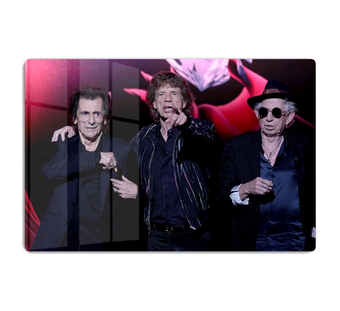 Keith Richards Ronnie Wood and Mick Jagger Hackney Empire Acrylic Block - Canvas Art Rocks - 1