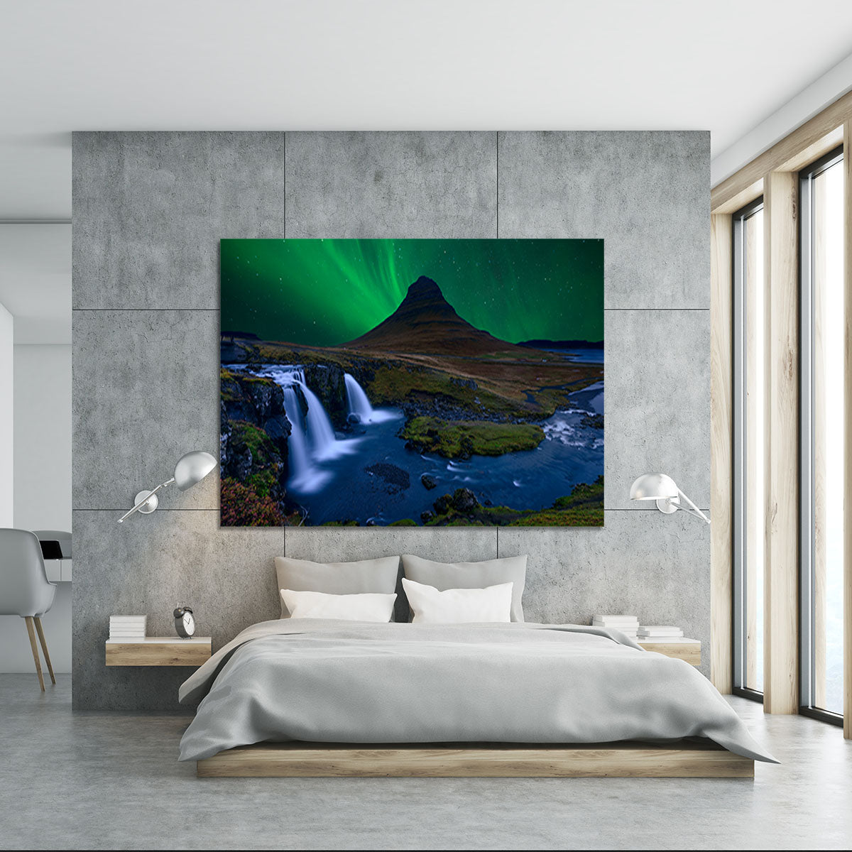 Kirkjufell Under a boreal green sky Canvas Print or Poster - Canvas Art Rocks - 5