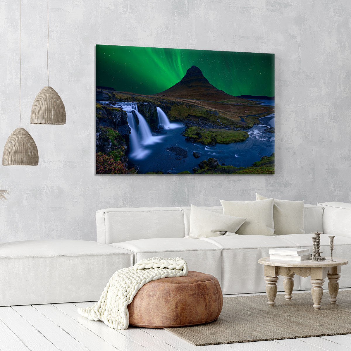 Kirkjufell Under a boreal green sky Canvas Print or Poster - Canvas Art Rocks - 6