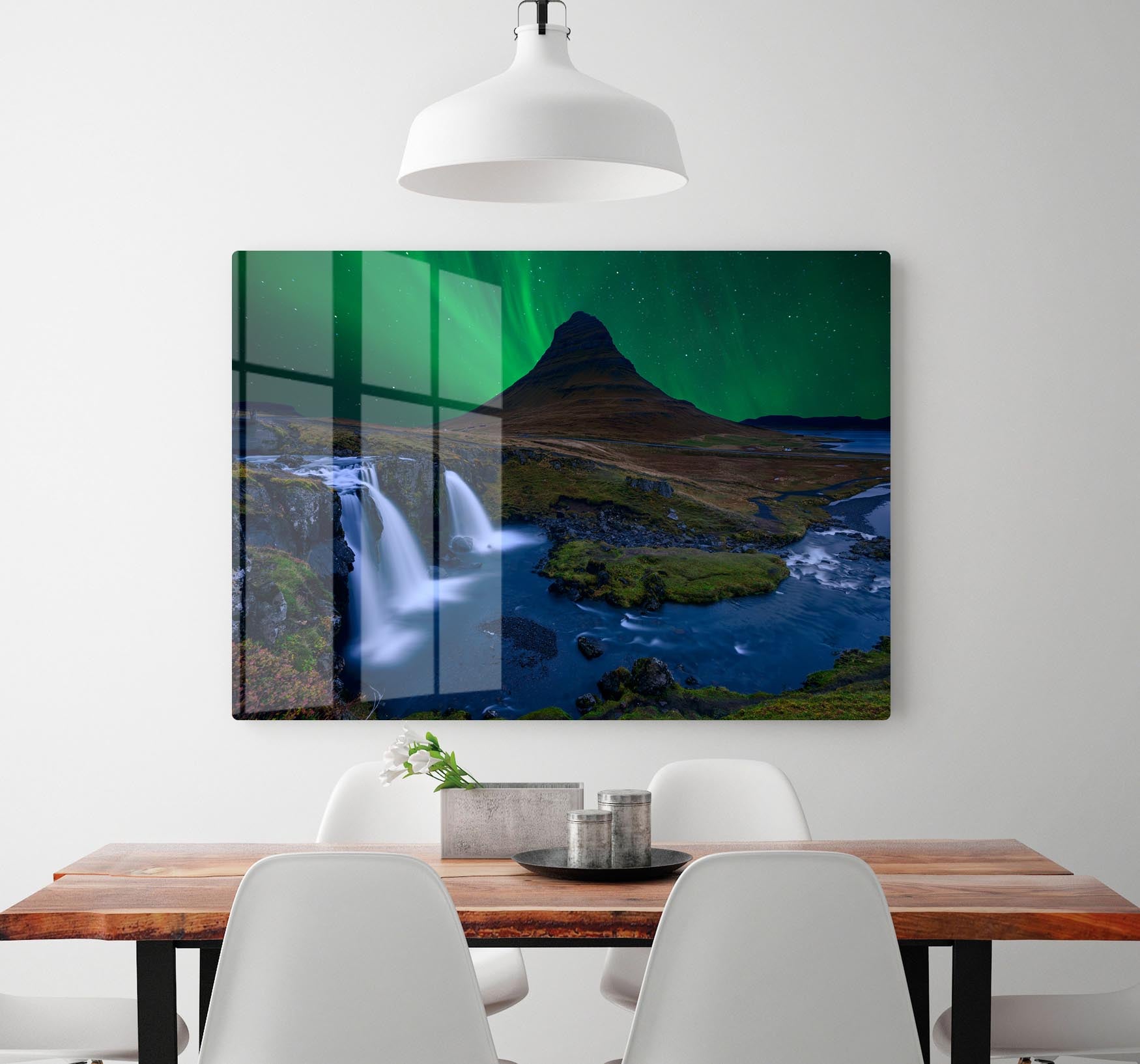 Kirkjufell Under a boreal green sky Acrylic Block - Canvas Art Rocks - 2