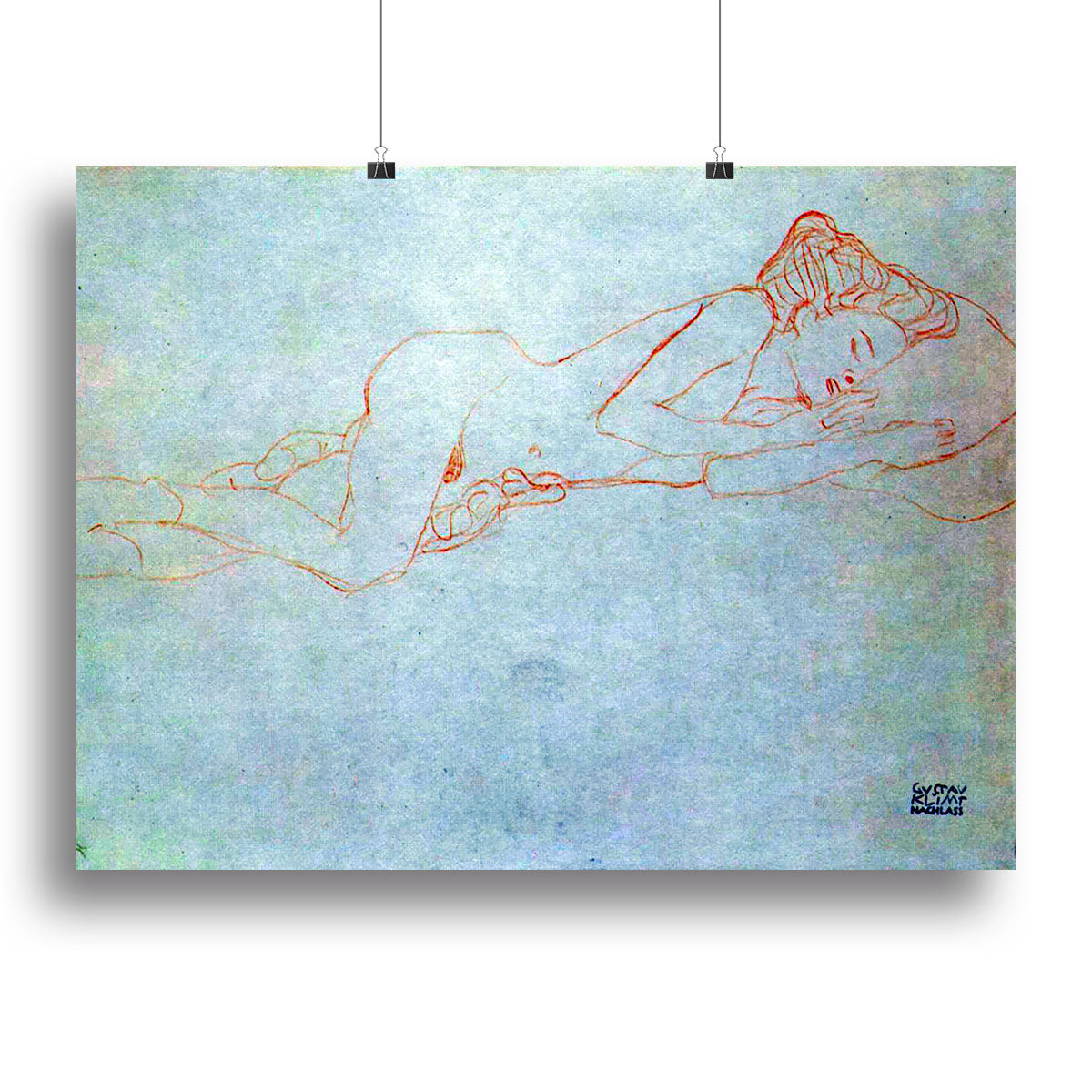 Liegender female nude by Klimt Poster - Unframed