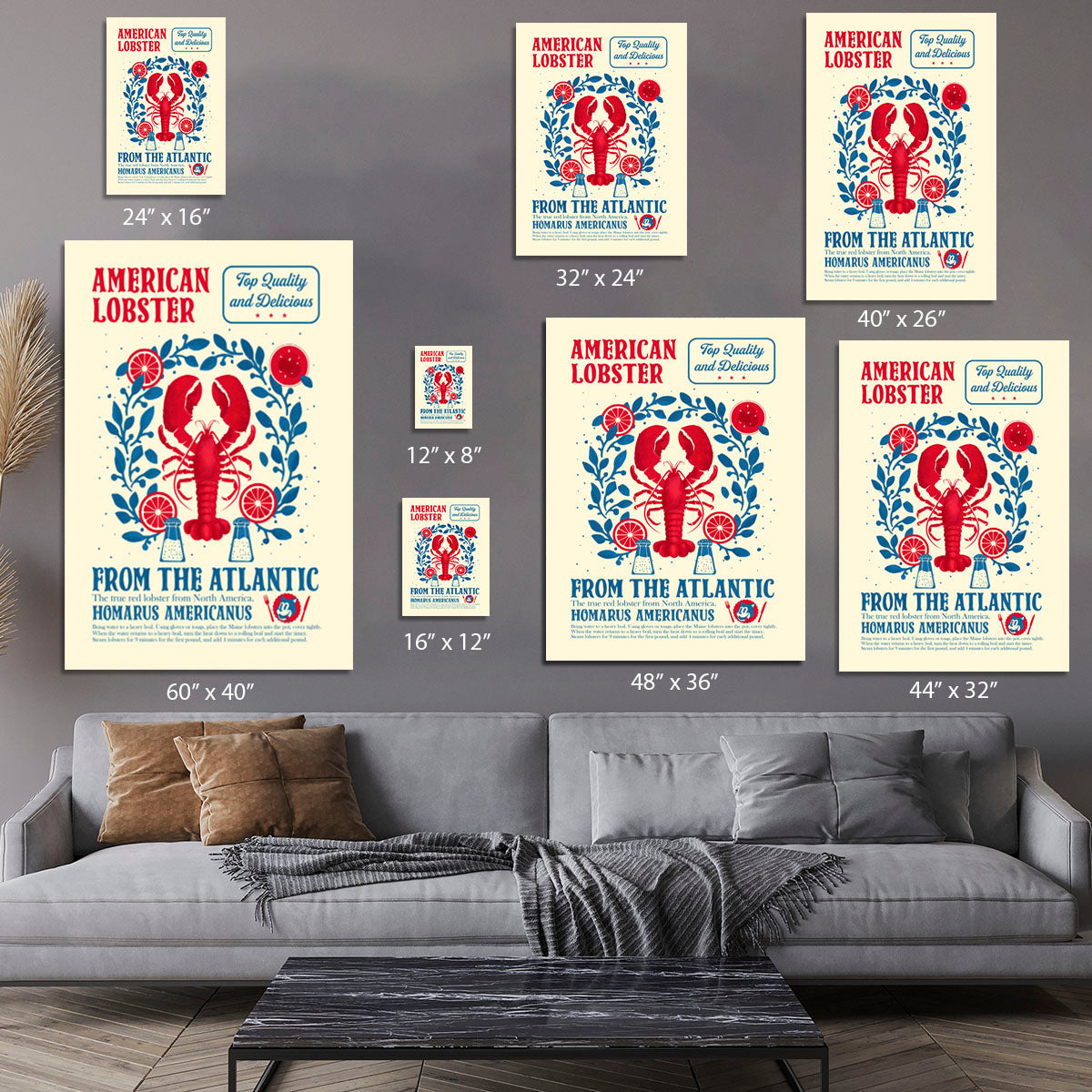 Lobster kitchen print Canvas Print or Poster - Canvas Art Rocks - 7