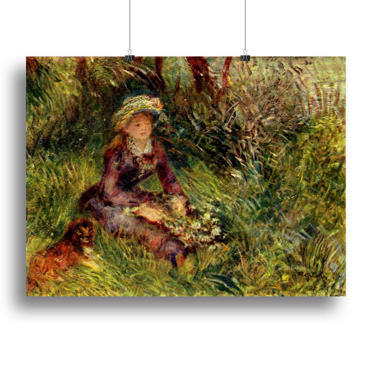 Madame Renoir with dog by Renoir Poster - Unframed