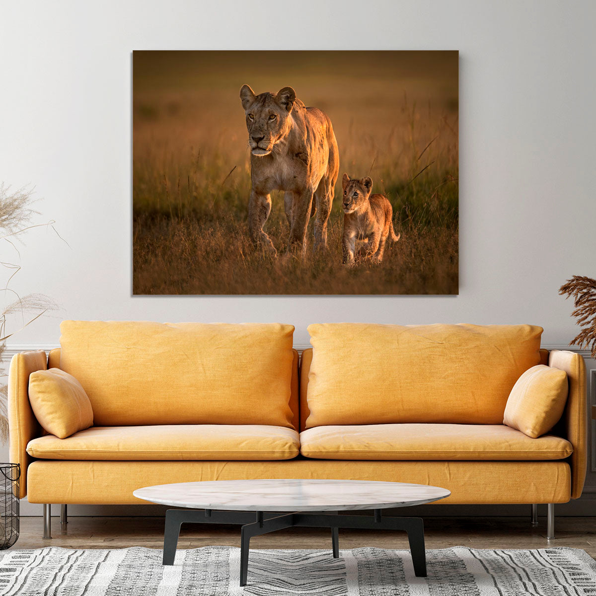 Mom lioness with cub Canvas Print or Poster - 1x - 4