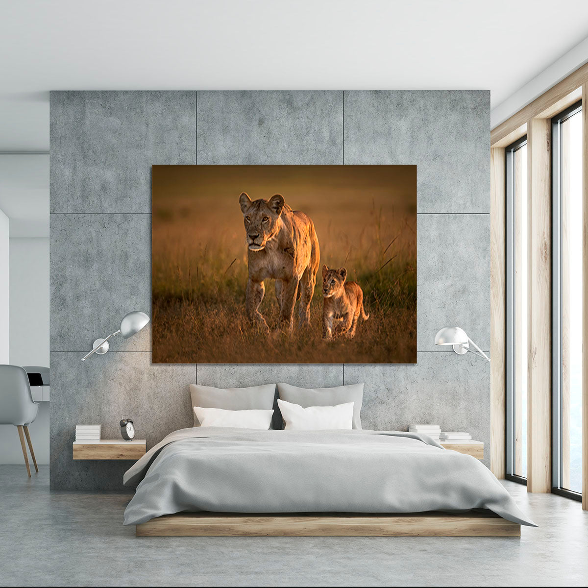 Mom lioness with cub Canvas Print or Poster - 1x - 5