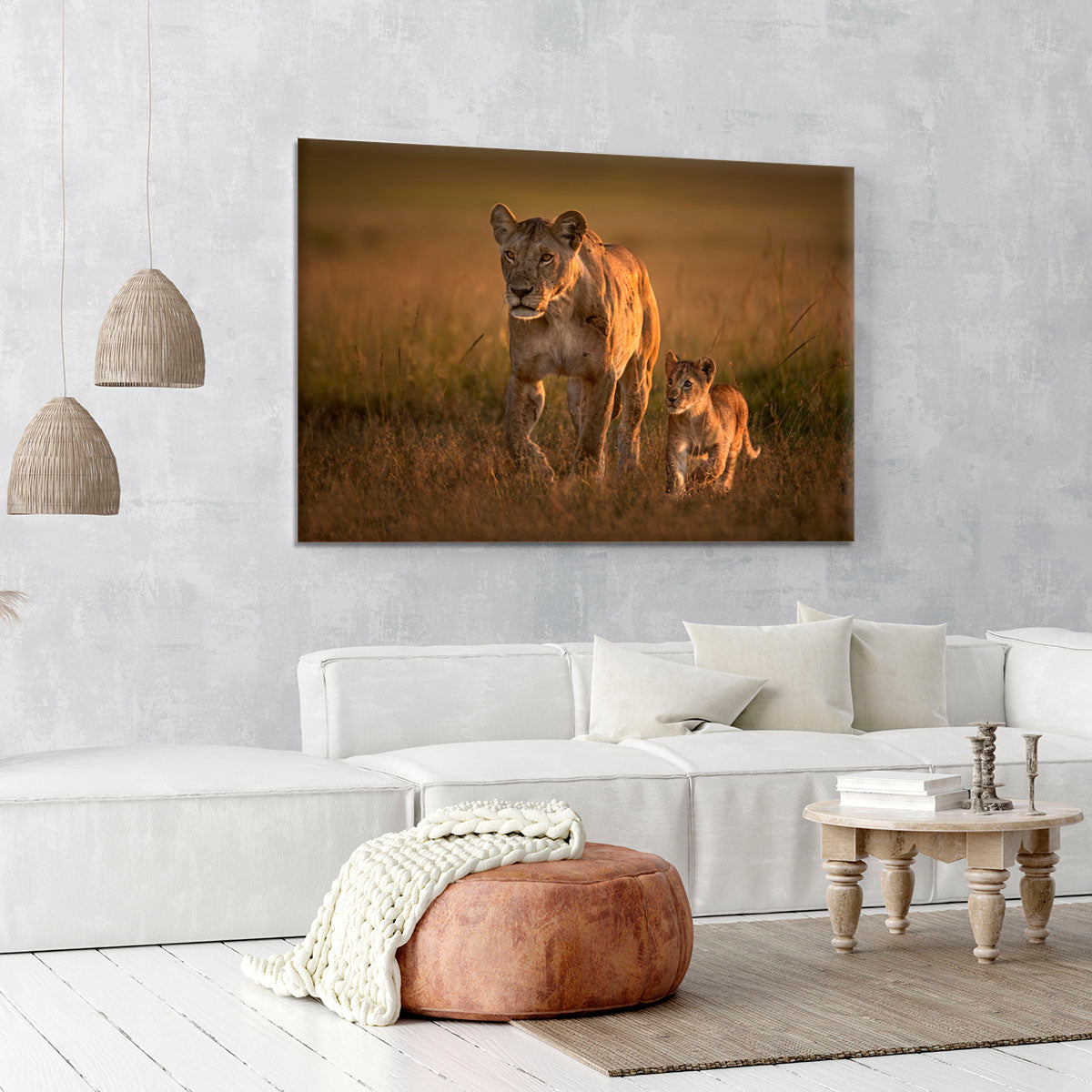 Mom lioness with cub Canvas Print or Poster - 1x - 6