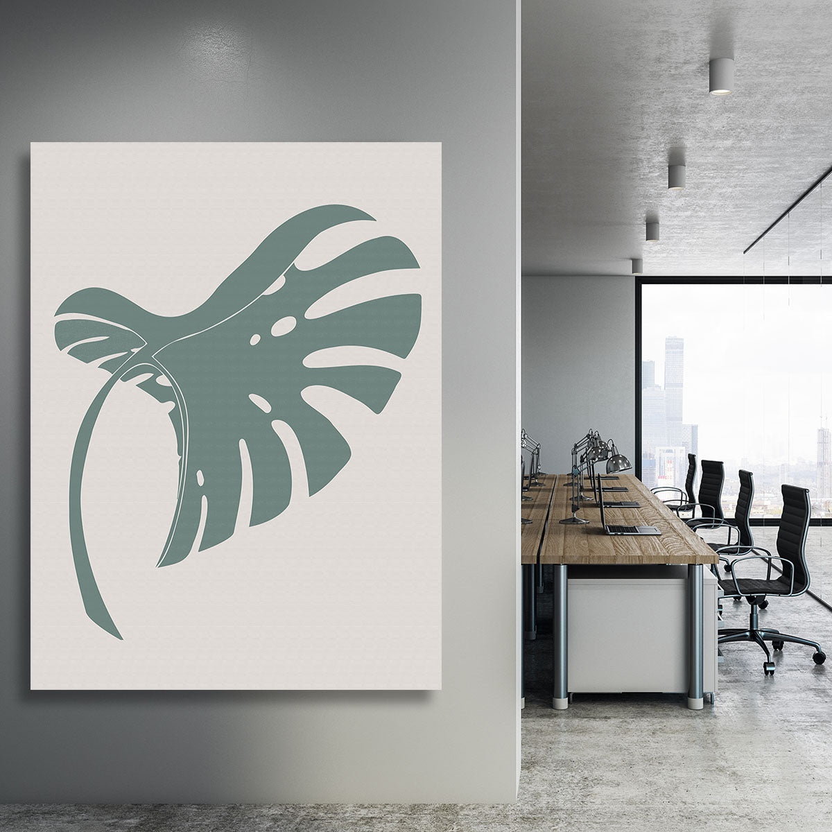 Monstera Bent Green Canvas Print or Poster - 1x - 3