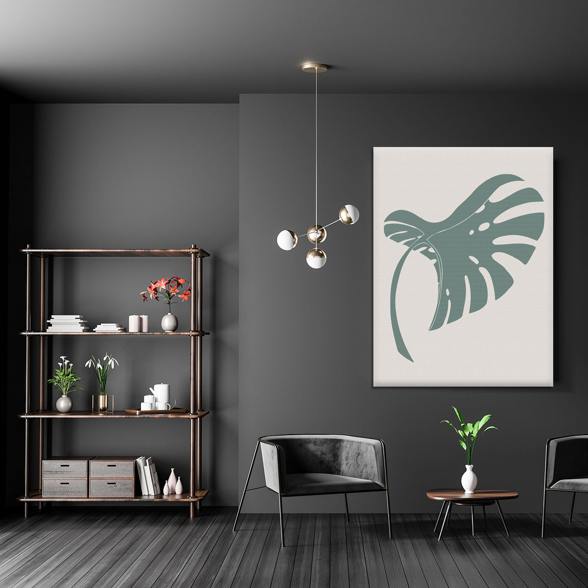 Monstera Bent Green Canvas Print or Poster - 1x - 5