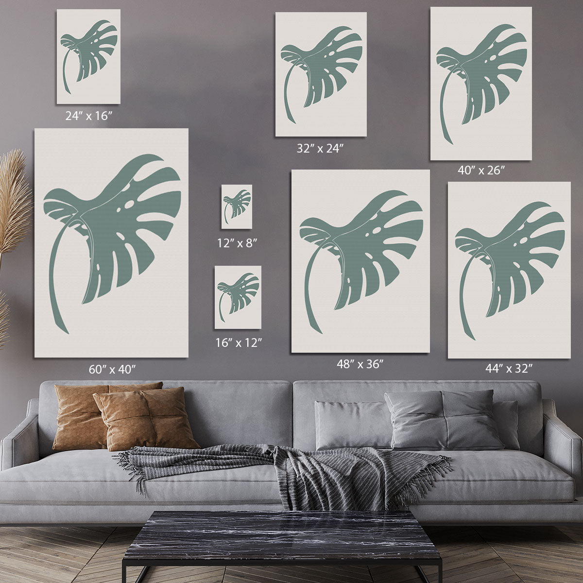 Monstera Bent Green Canvas Print or Poster - 1x - 7