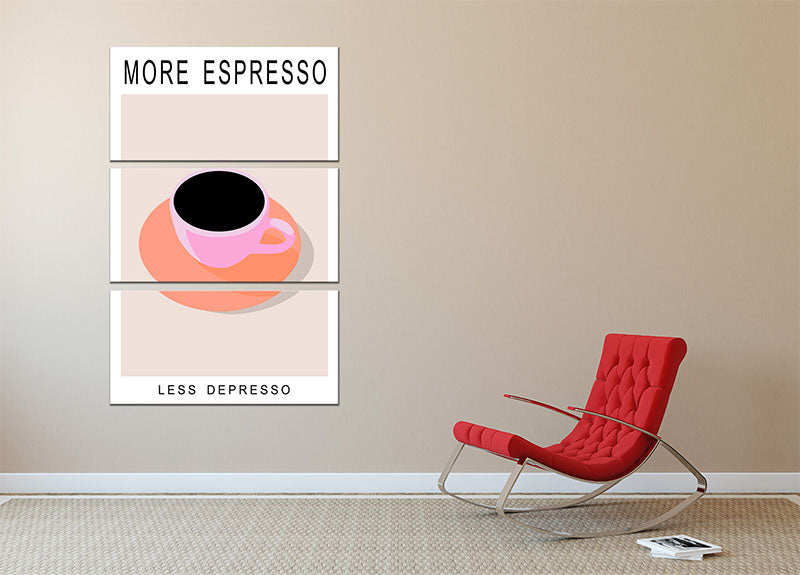 More Espresso Less Depresso 3 Split Panel Canvas Print - Canvas Art Rocks - 2