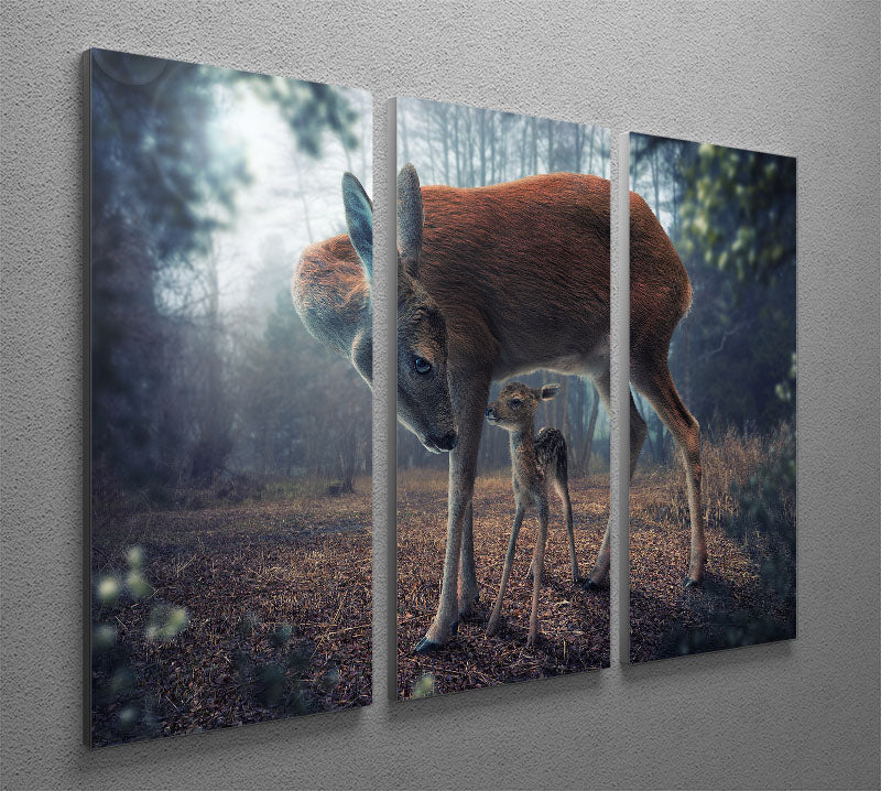 Mother and Fawn 3 Split Panel Canvas Print - 1x - 2