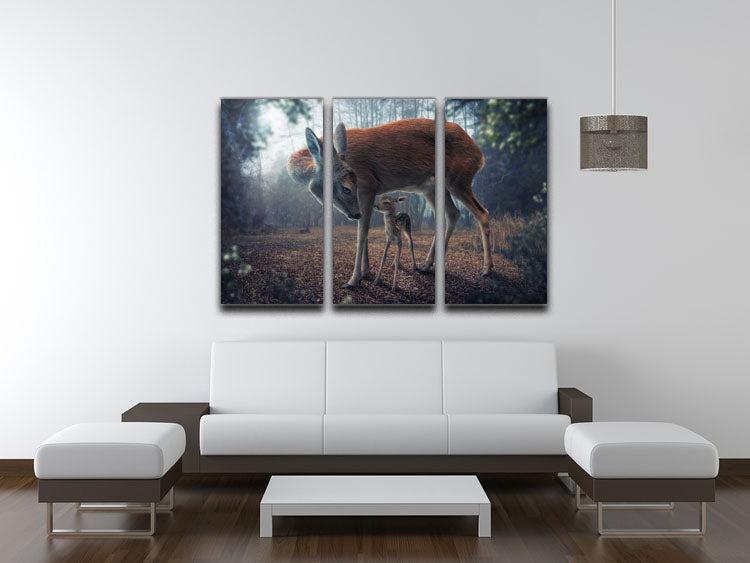 Mother and Fawn 3 Split Panel Canvas Print - 1x - 3