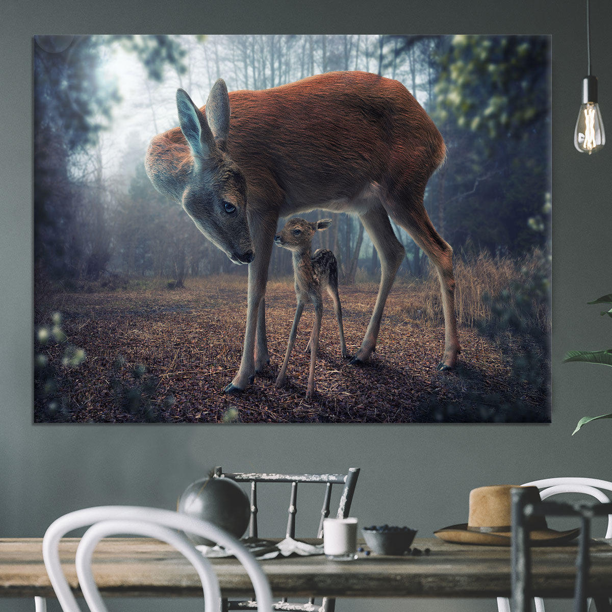 Mother and Fawn Canvas Print or Poster - 1x - 3