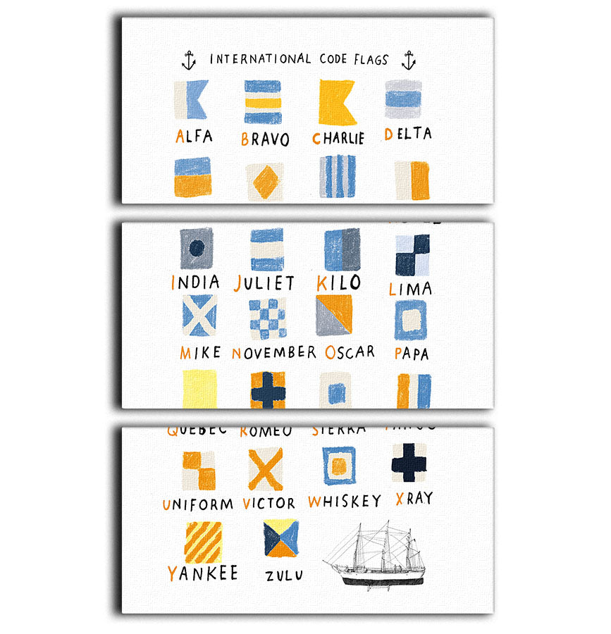 Nautical Flags 3 Split Panel Canvas Print - 1x - 1