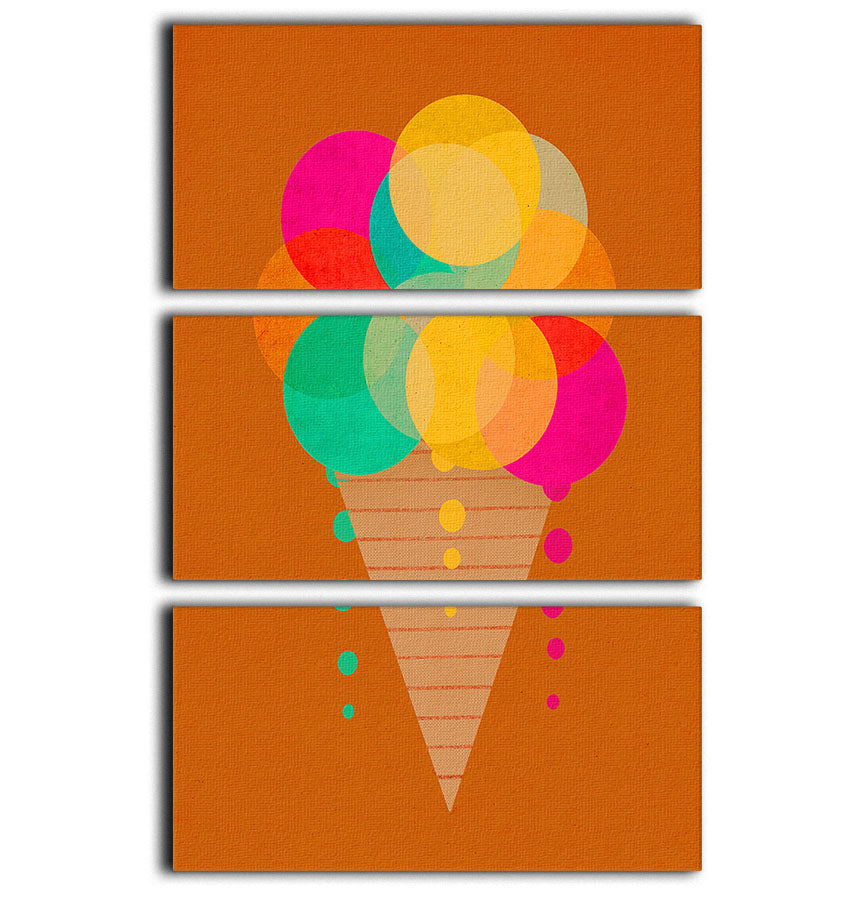 Neon Ice Cream 3 Split Panel Canvas Print - 1x - 1