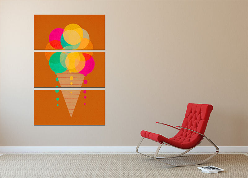 Neon Ice Cream 3 Split Panel Canvas Print - 1x - 2
