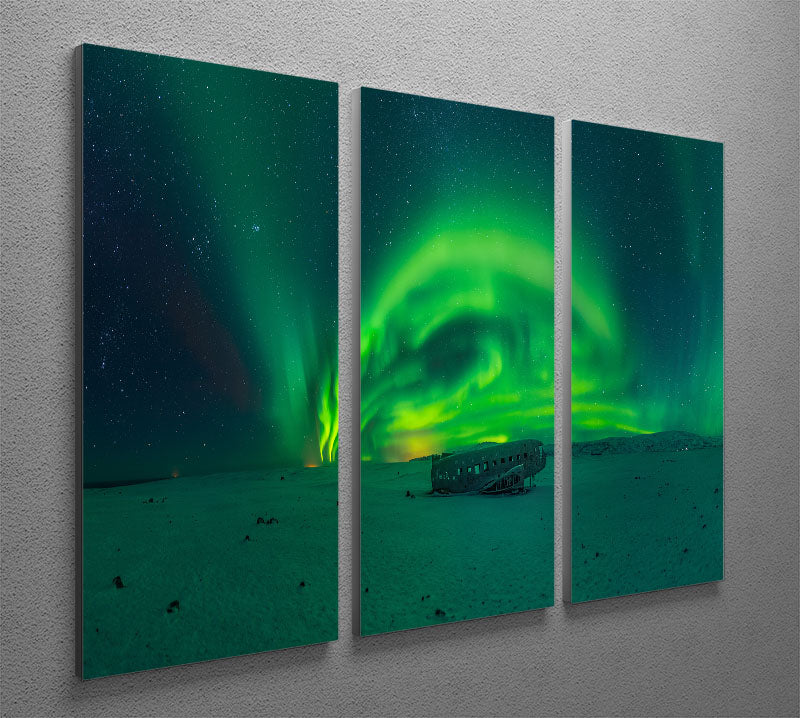 Night in Iceland 3 Split Panel Canvas Print - Canvas Art Rocks - 2