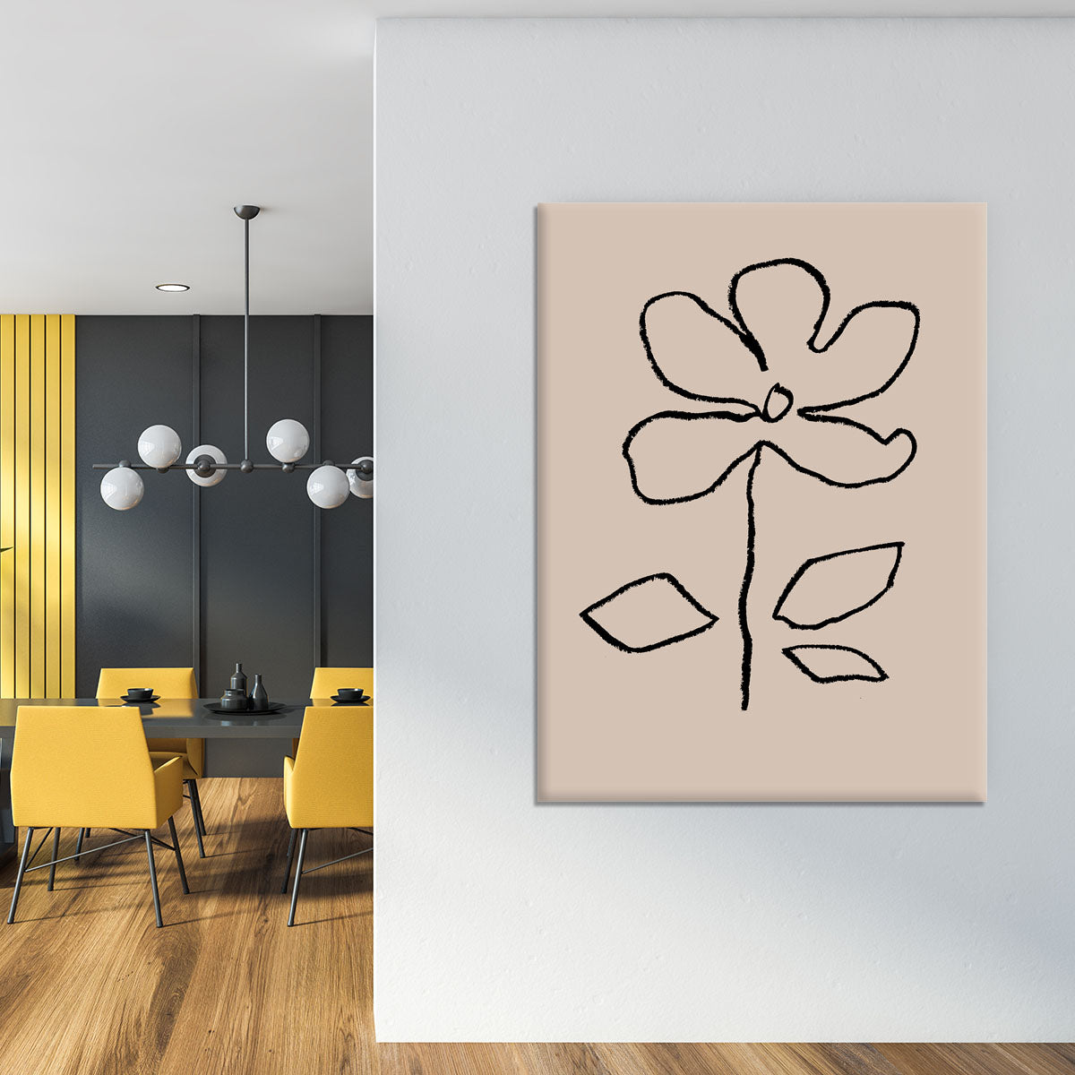 Oil Pastel Flower Black Canvas Print or Poster - 1x - 4