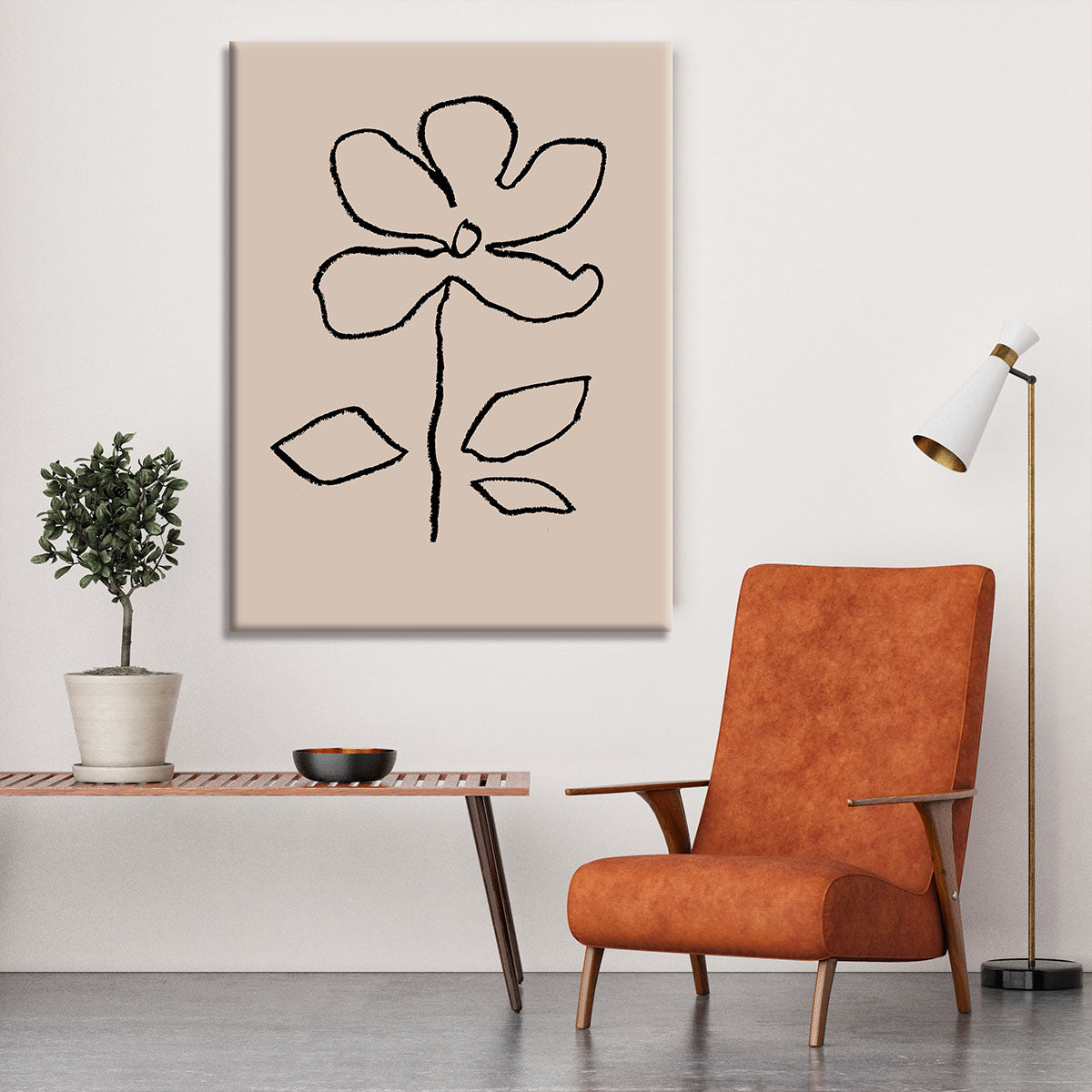 Oil Pastel Flower Black Canvas Print or Poster - 1x - 6