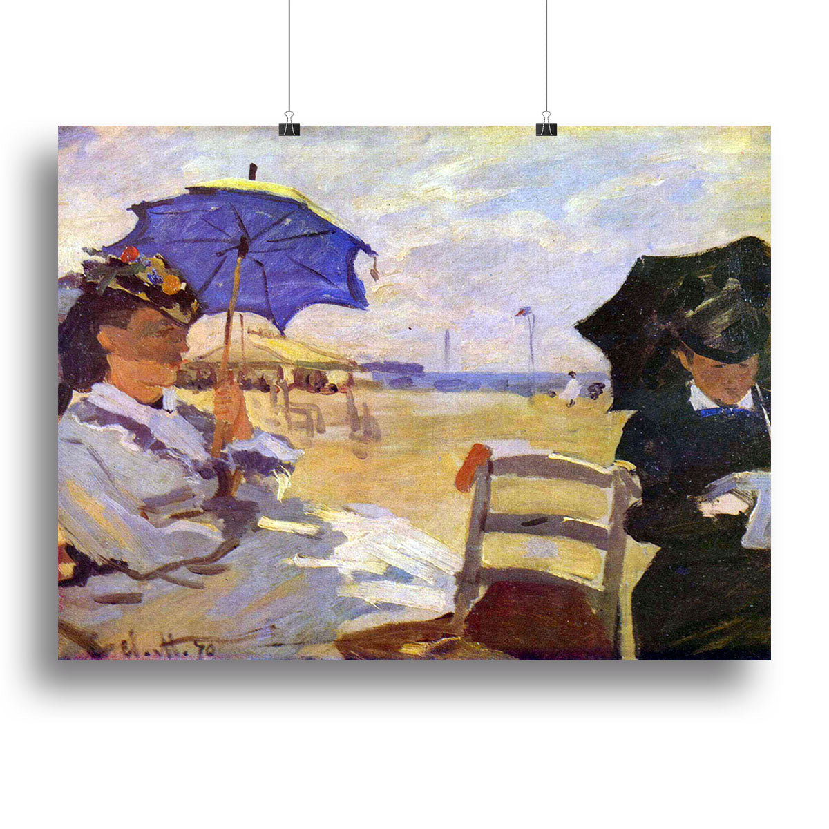 On the beach at Trouville by Monet Poster - Unframed
