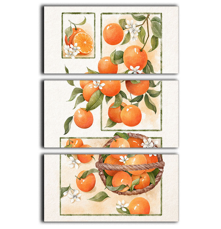 Orange Blossom Lock 3 Split Panel Canvas Print - Canvas Art Rocks - 1