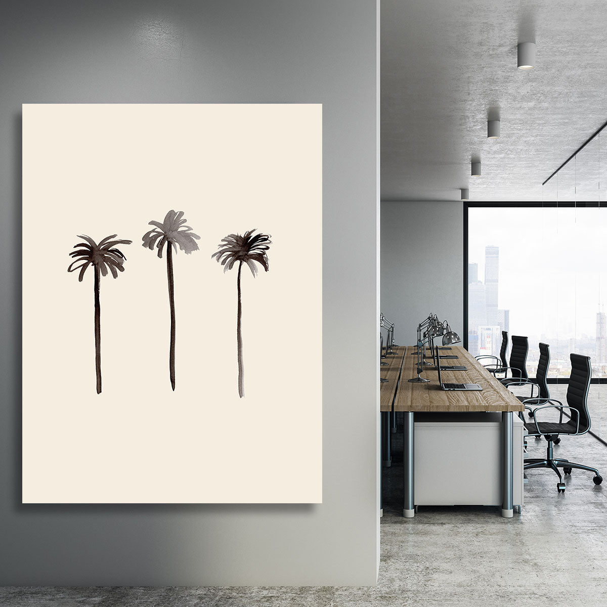 Palm Trees Ink Canvas Print or Poster - 1x - 3