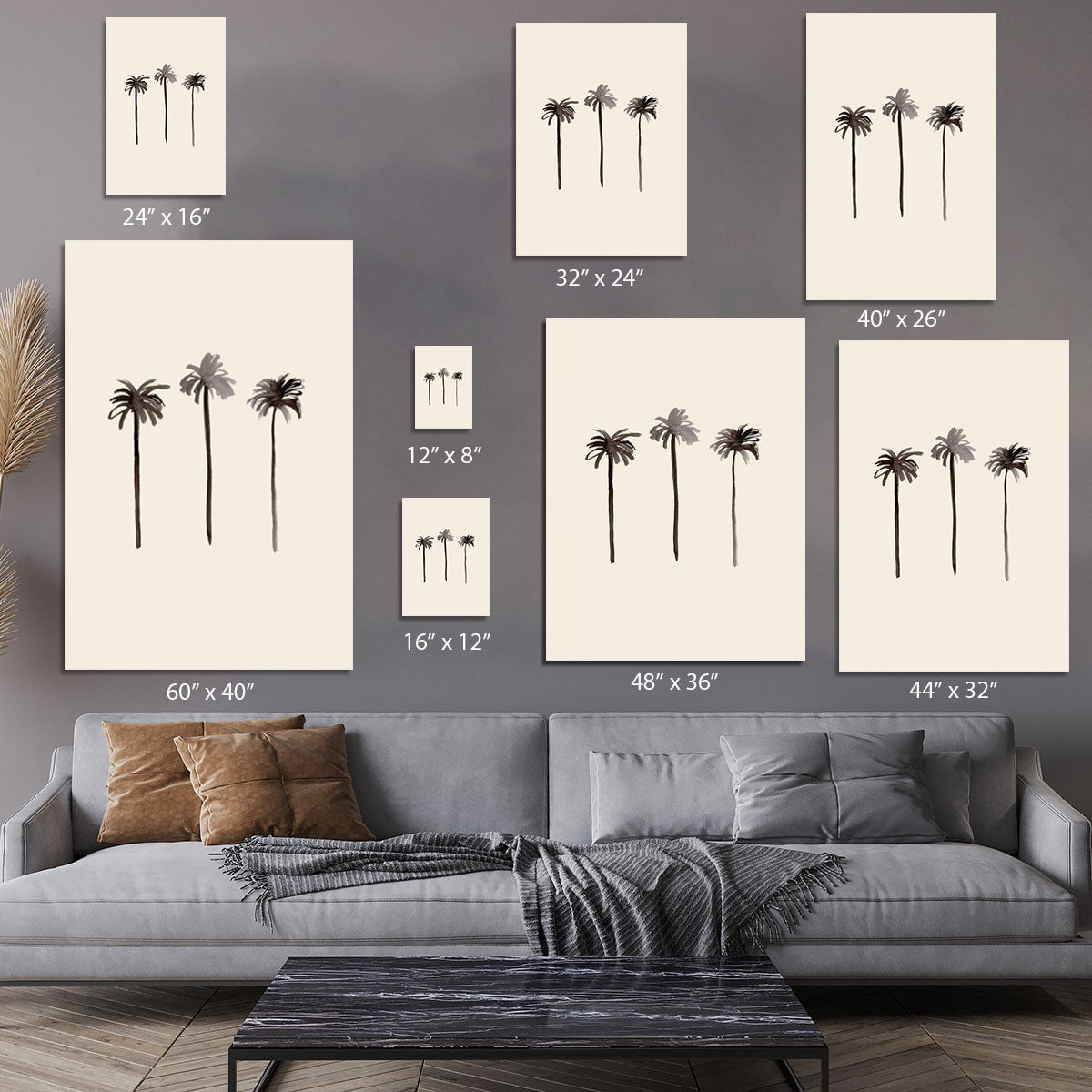 Palm Trees Ink Canvas Print or Poster - 1x - 7