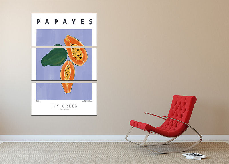 Papayes 3 Split Panel Canvas Print - Canvas Art Rocks - 2
