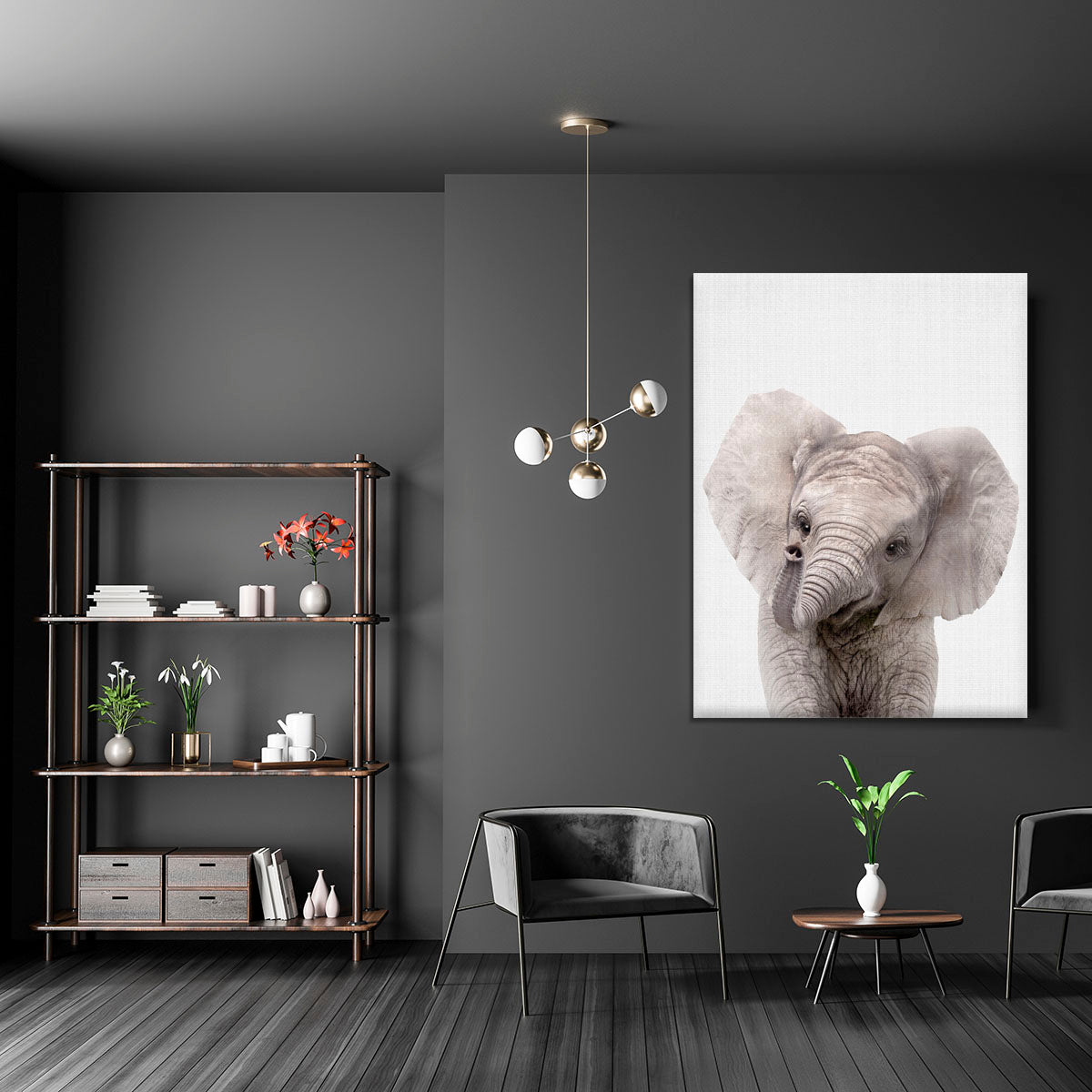 Peekaboo Baby Elephant Canvas Print or Poster - 1x - 5