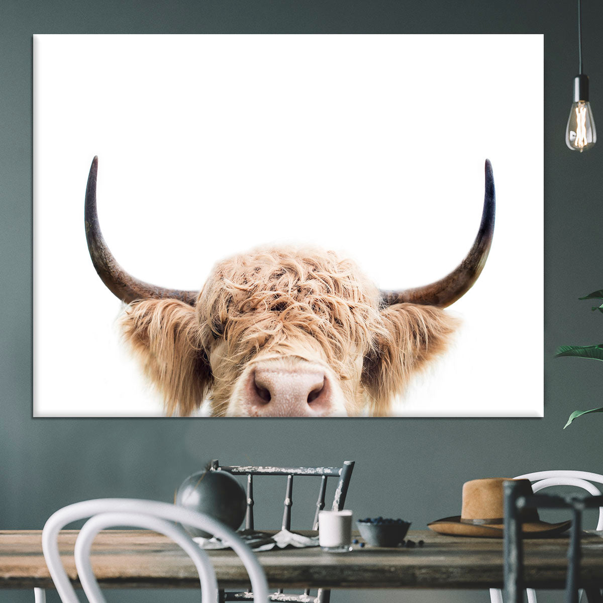 Peeking Cow Canvas Print or Poster - 1x - 3