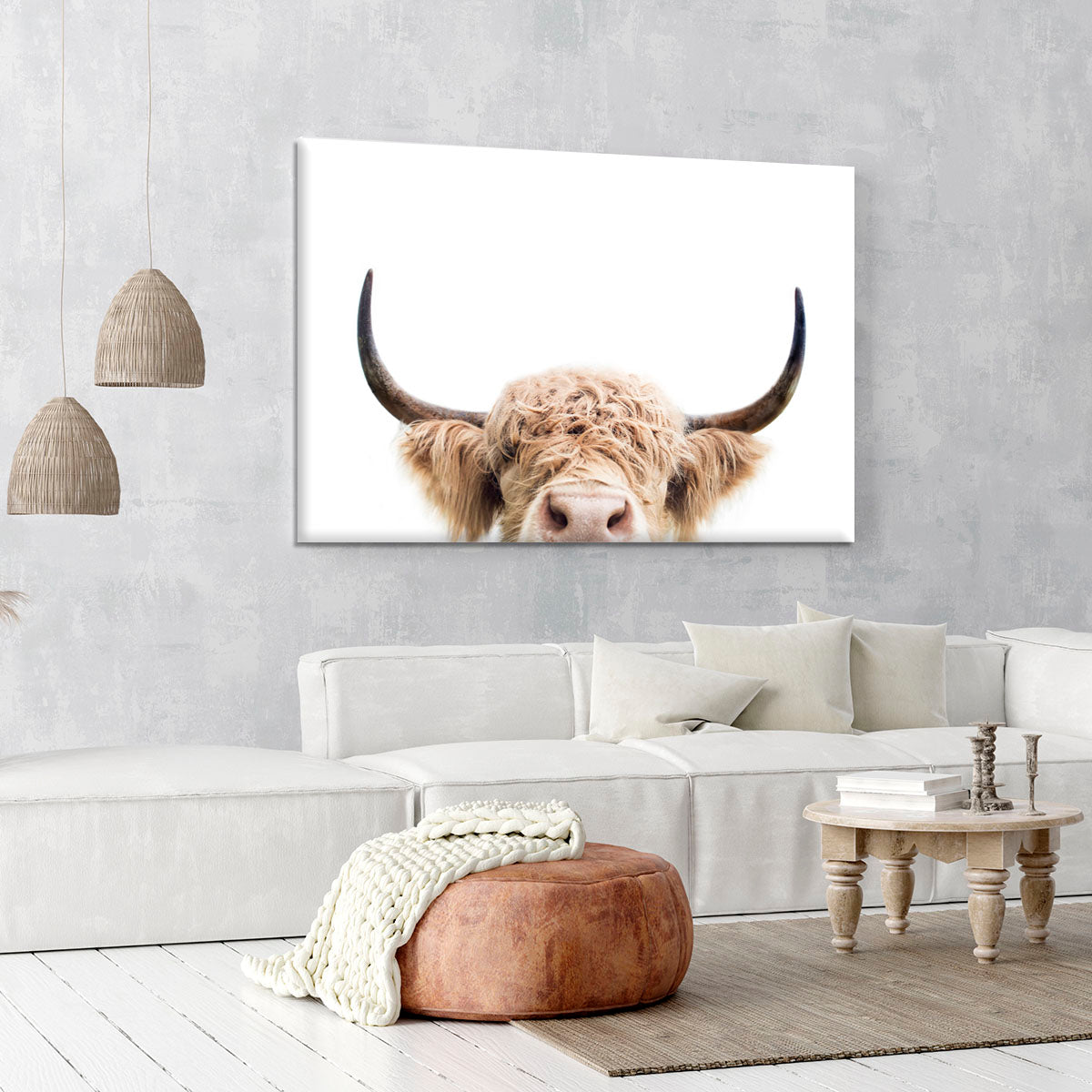 Peeking Cow Canvas Print or Poster - 1x - 6