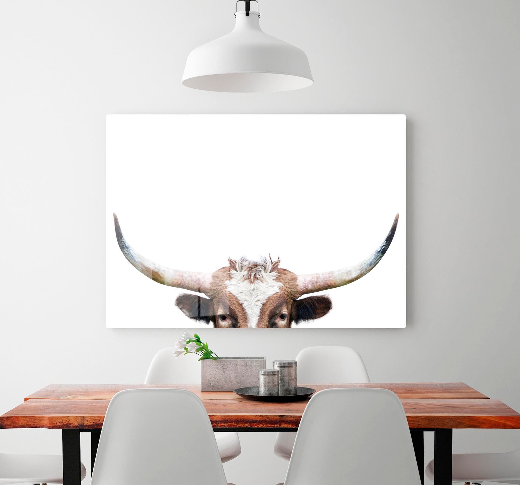 Peeking Longhorn Cow Acrylic Block - 1x - 2