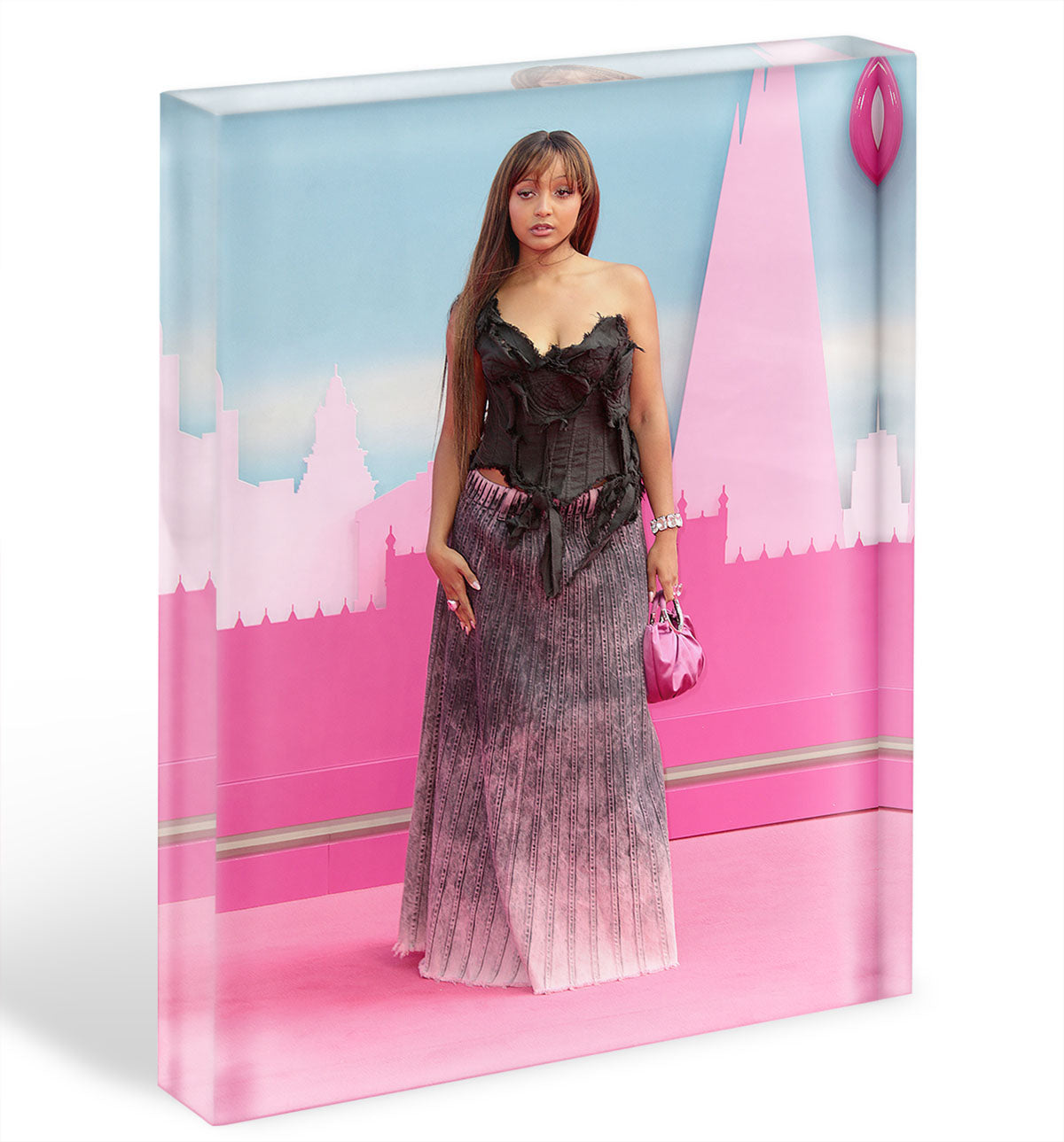 PinkPantheress at the Barbie premiere Acrylic Block - Canvas Art Rocks - 1