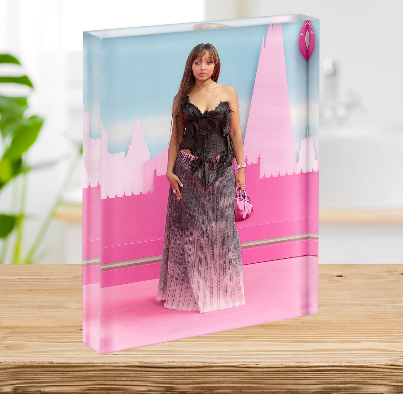 PinkPantheress at the Barbie premiere Acrylic Block - Canvas Art Rocks - 2