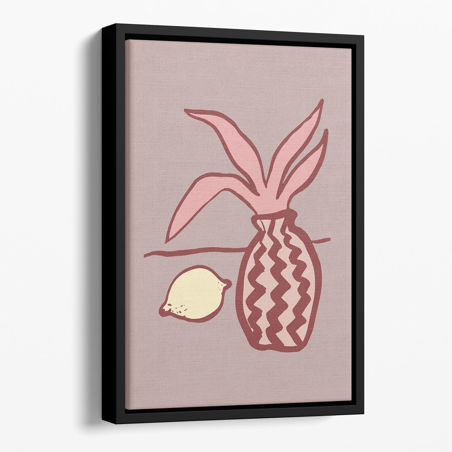 Pink Lemon Floating Framed Canvas - 1x - 1