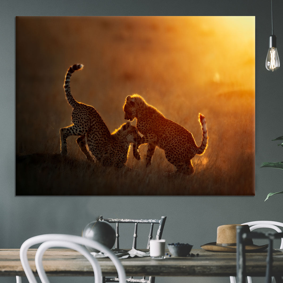 Playing at sunrise Canvas Print or Poster - 1x - 3