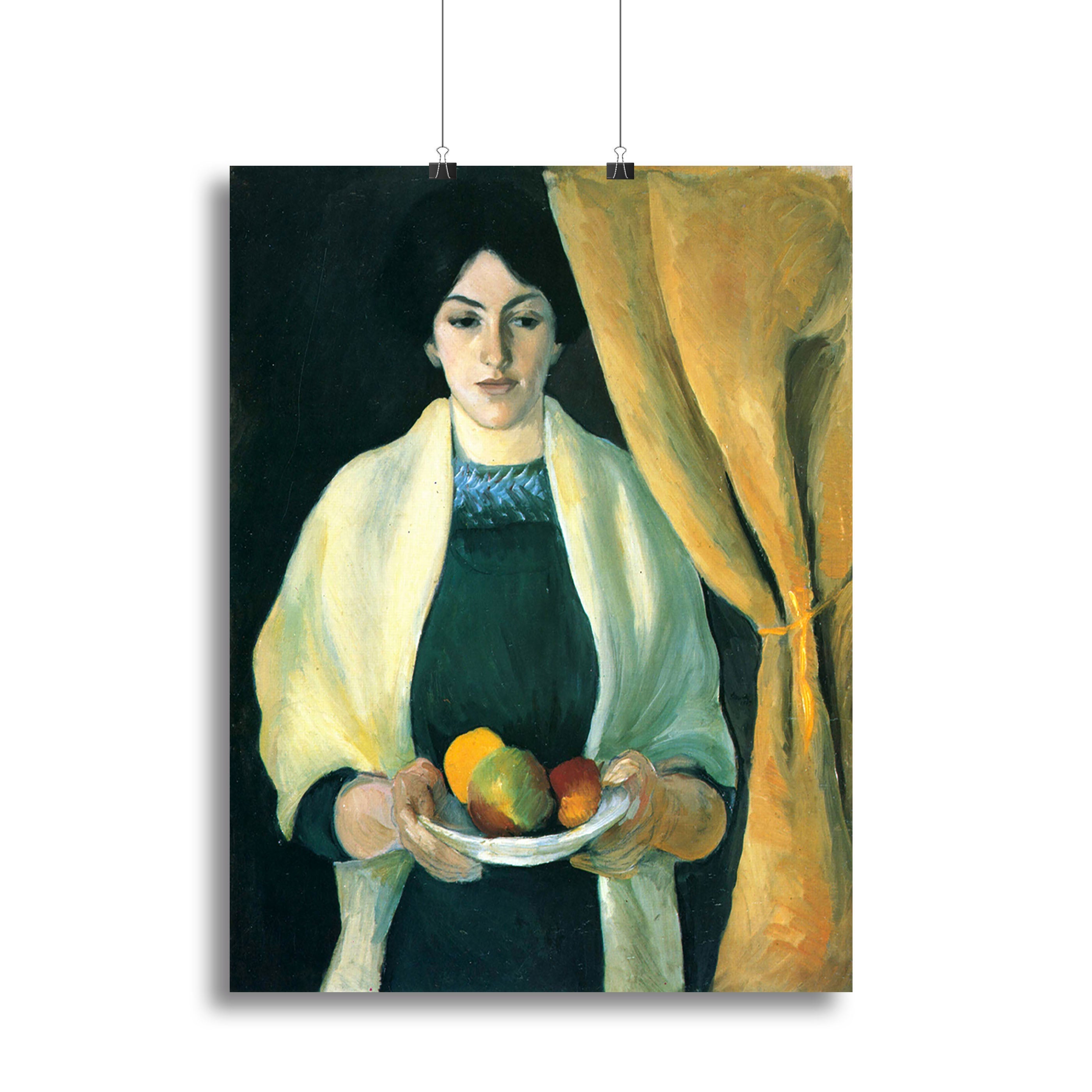 Portrait with apples portrait of the wife of the artist by Macke Poster - Unframed