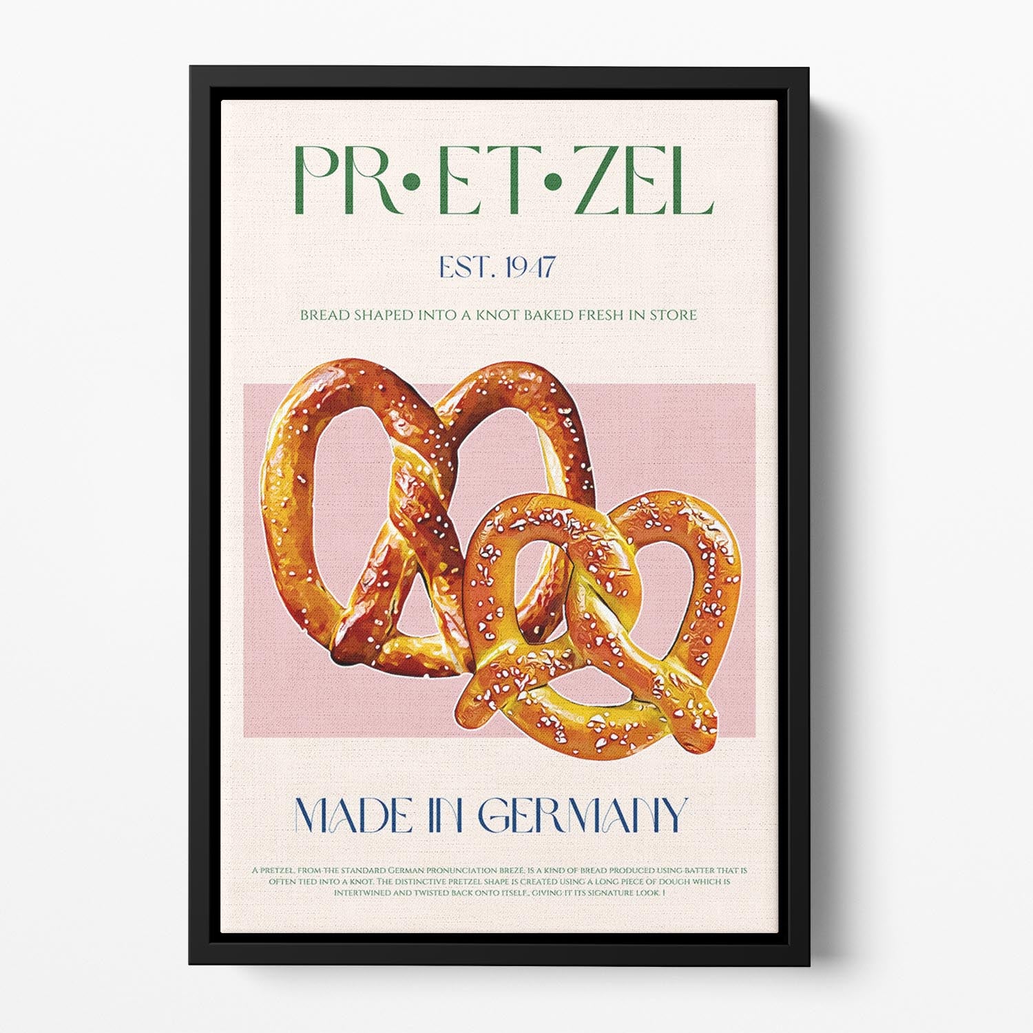 Pretzel Print Floating Framed Canvas - Canvas Art Rocks - 2