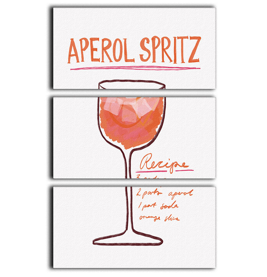 Recipe Aperol Spritz 3 Split Panel Canvas Print - Canvas Art Rocks - 1