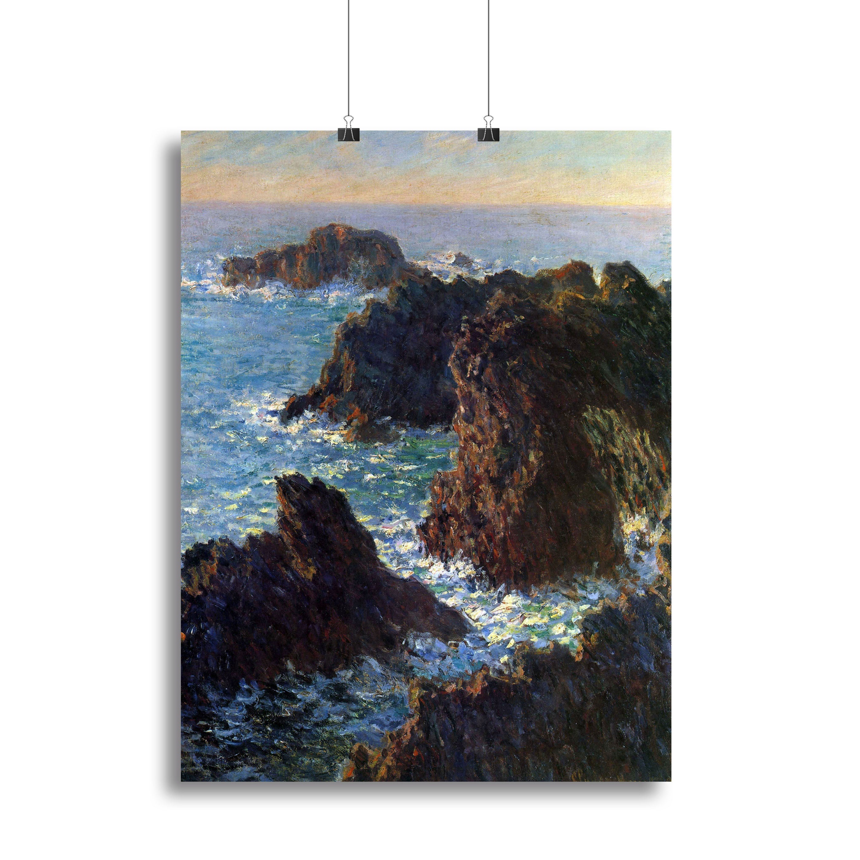 Rocky peaks at the Belle Ile by Monet Poster - Unframed