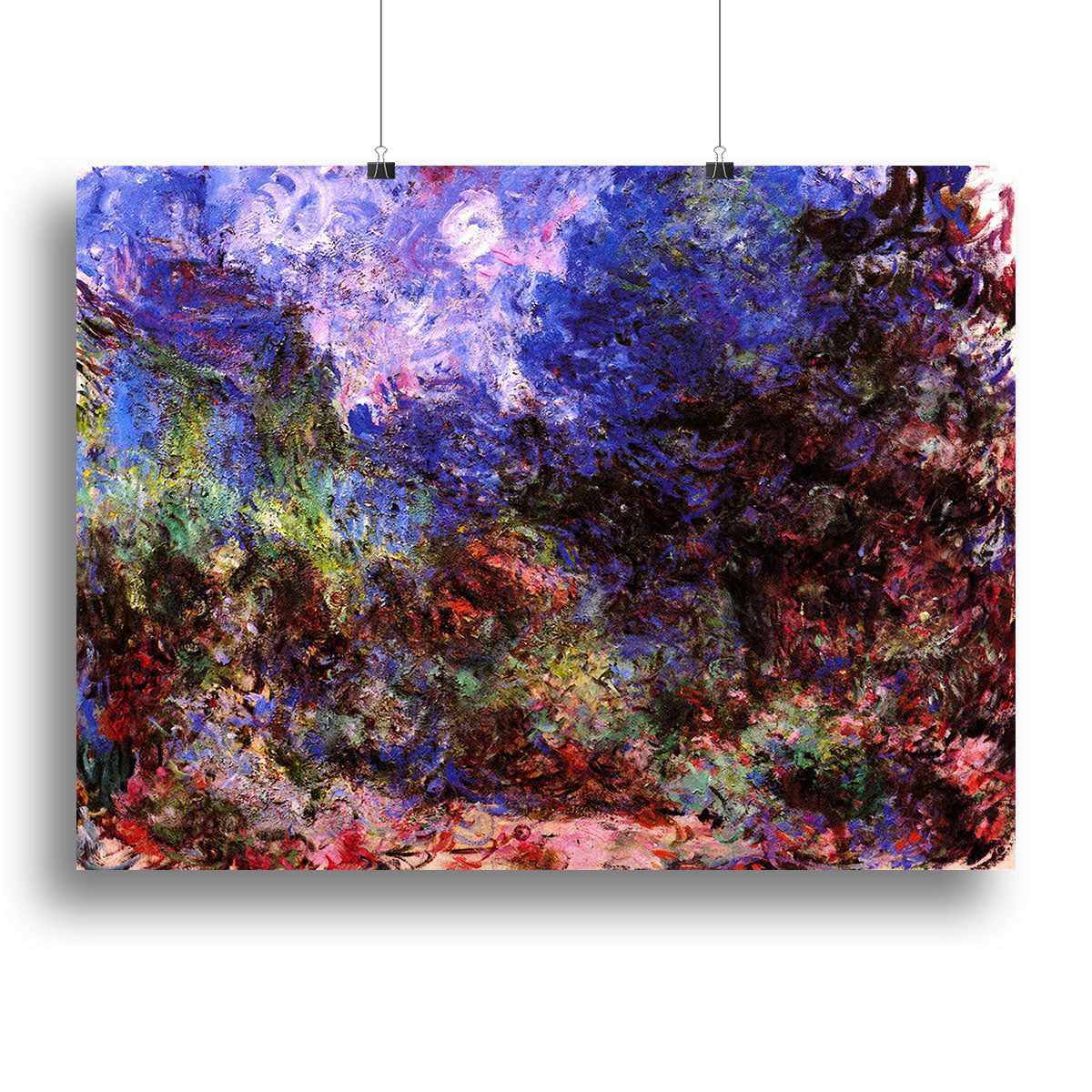 Roses at the garden side of Monets house in Giverny by Monet Poster - Unframed