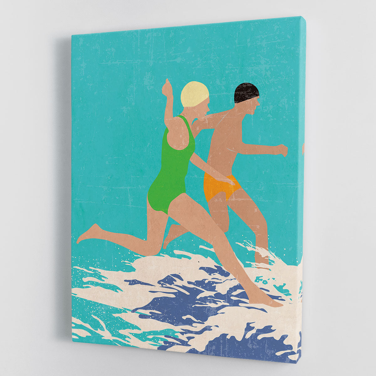 Running Swimmers blue Canvas Print or Poster - 1x - 1