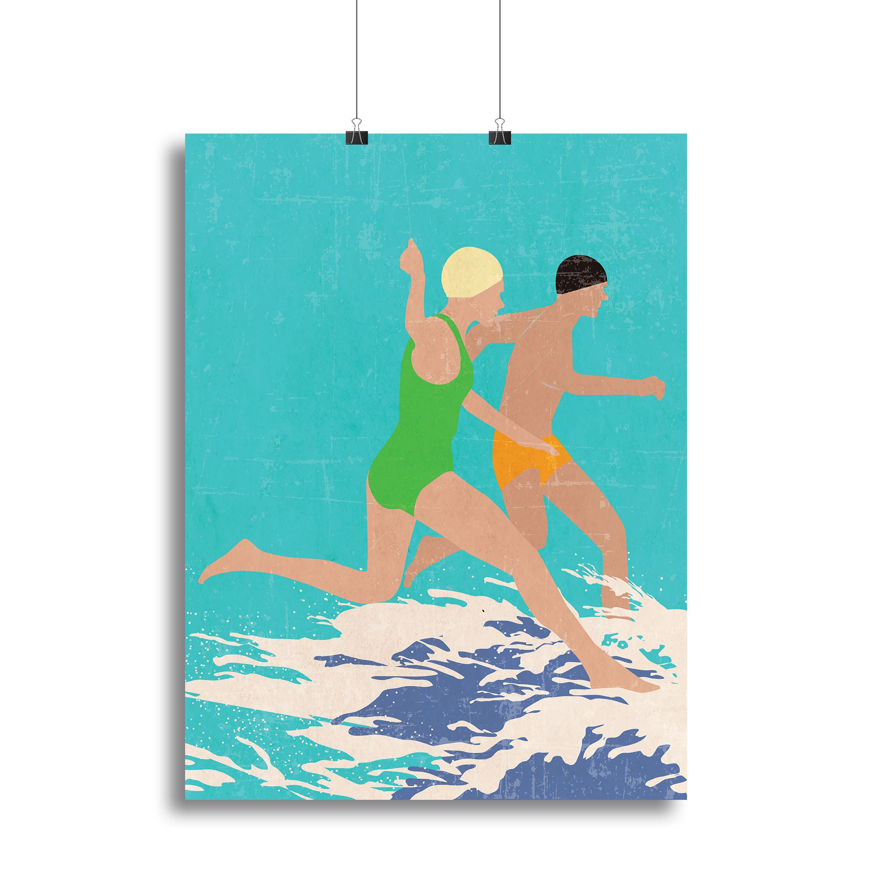 Running Swimmers blue Canvas Print or Poster - 1x - 2