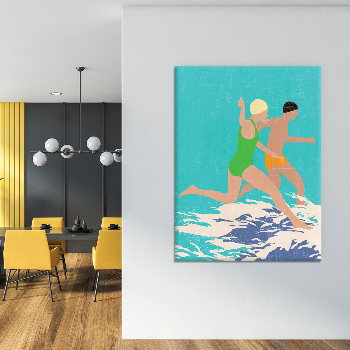 Running Swimmers blue Canvas Print or Poster - 1x - 4